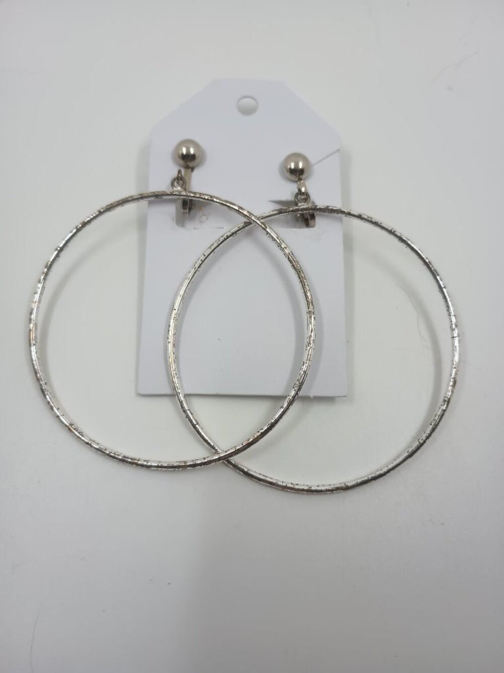 Vintage Big Silver Hoop Clip Earrings